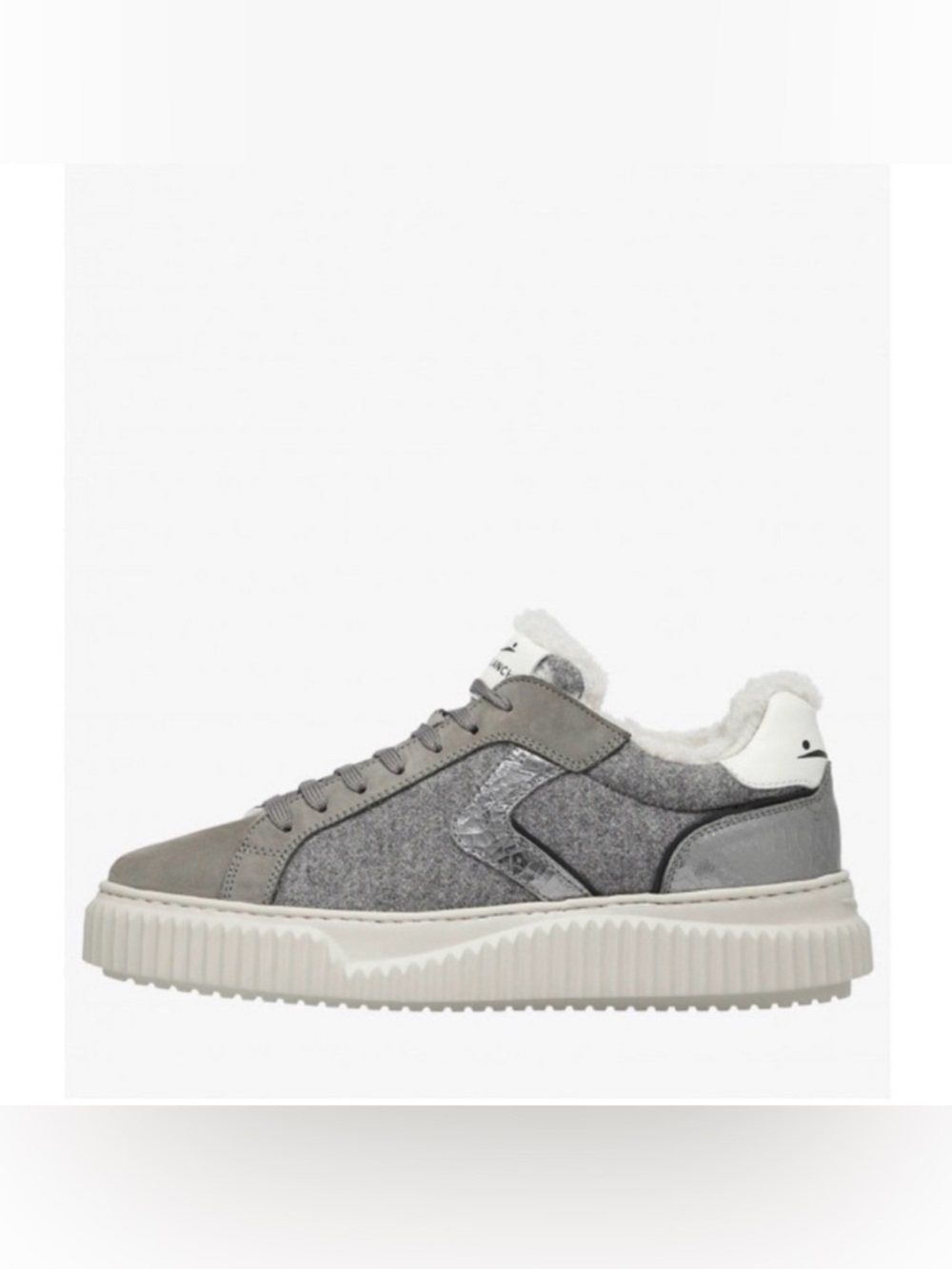 NWT VOILE BLANCHE LIPARI Charcoal Grey Fur Suede and Felt Sneakers - Picture 1 of 16